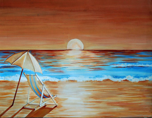 640x498 Skillet Painter Handmade High Quality Abstract Landscape Oil - Beach Chair Painting