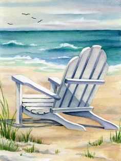 236x314 Beach Chair Canvas Print Canvas Art By Deanna Wheeler - Beach Chair Painting