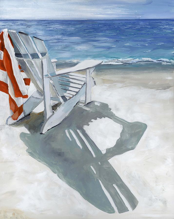 714x900 Beach Chair Painting By Debbie Brown - Beach Chair Painting