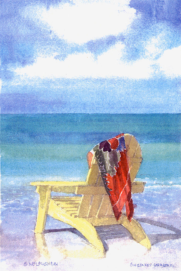 602x900 Beach Chair Painting By Shawn Mcloughlin - Beach Chair Painting