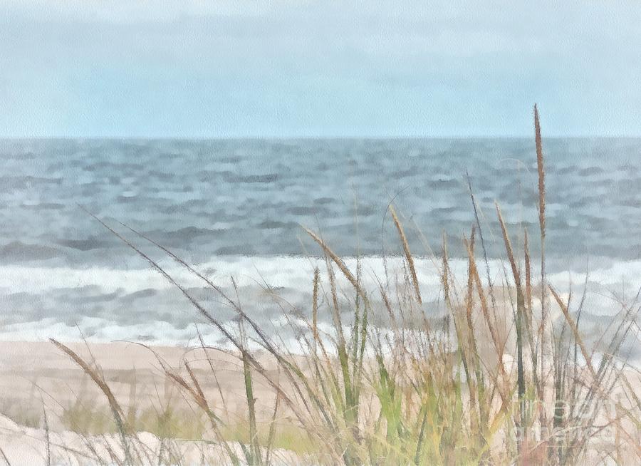 900x654 Dune Grass Painting By Helene Guertin - Beach Grass Painting