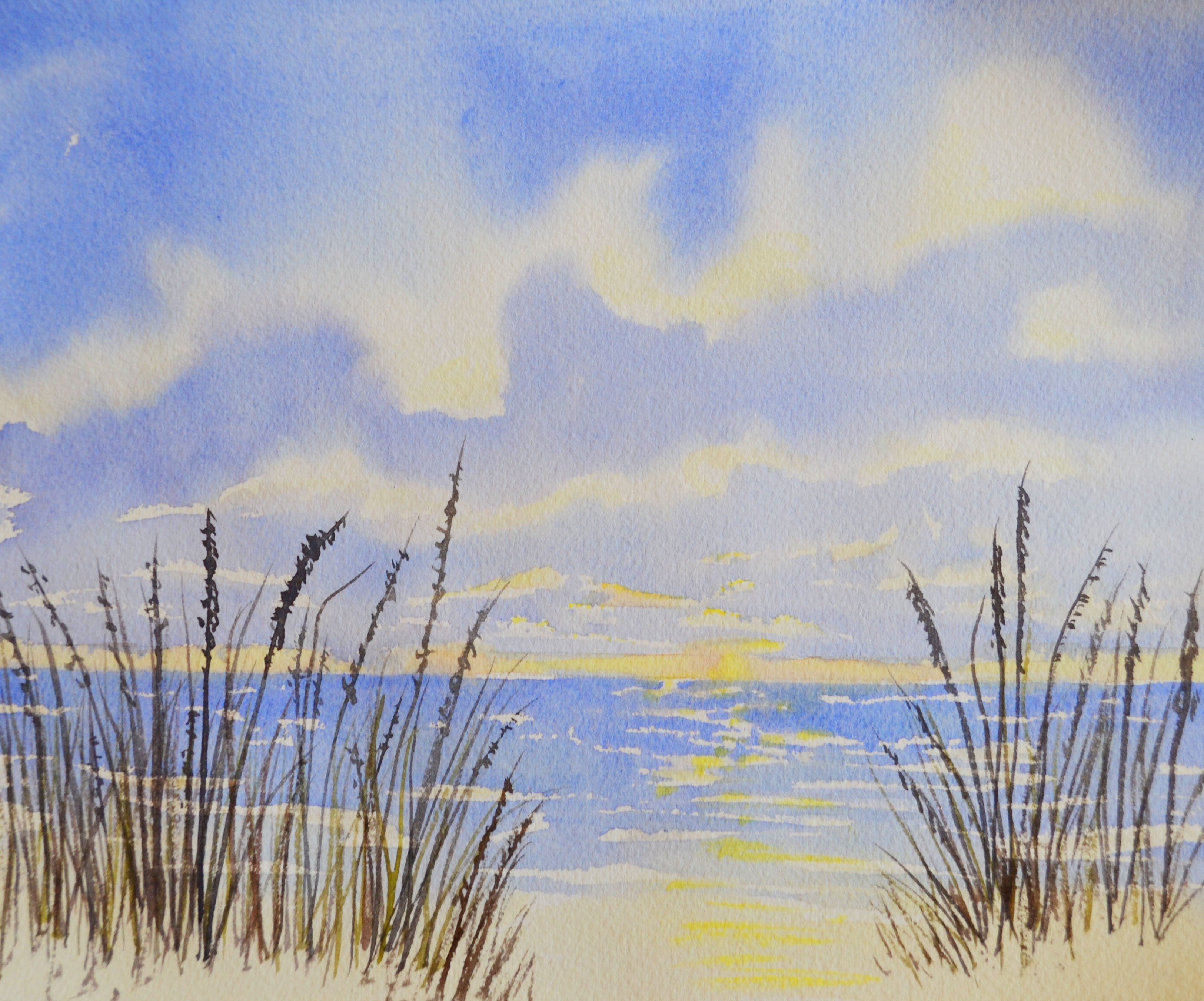 3250x2701 Grandma Paints Learning To Paint In Watercolor. Page 2 - Beach Grass Painting