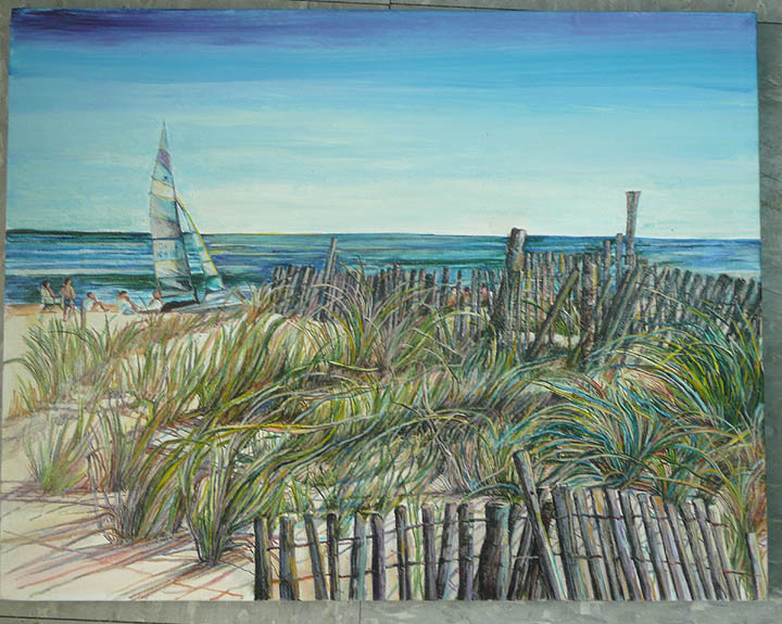 720x575 New Jersey Beach Scene Paintings For Sale, Artists Philadelphia - Beach Grass Painting
