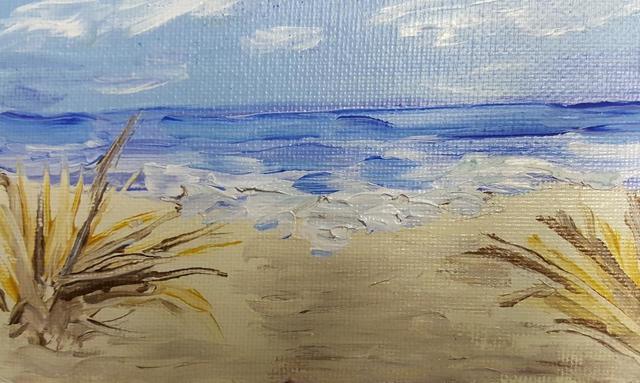 640x383 Valerie Leri Artwork Beach Grass Original Painting Acrylic - Beach Grass Painting