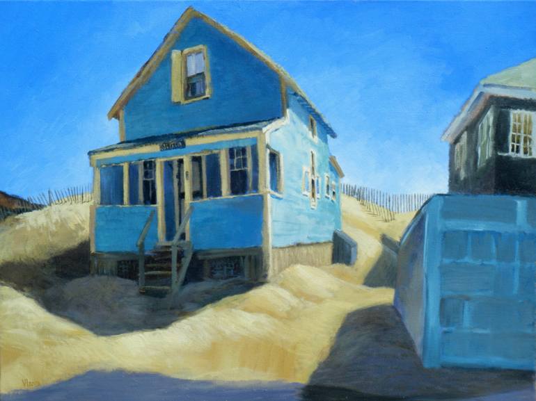 770x577 Saatchi Art Blue Beach House Painting By Valerie Isaacs - Beach House Painting