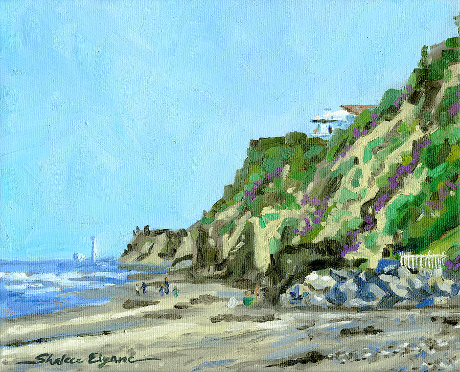 900x727 San Diego Beach House Hill Painting By Shalece Elynne - Beach House Painting