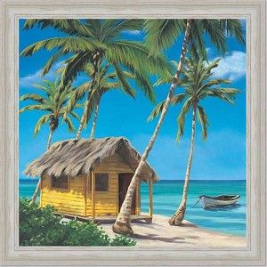 300x300 Beach House Paintings Tropical Shack I Beach House Decor Art - Beach House Painting