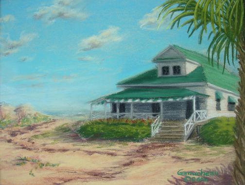 504x380 Beach House Painting Paintings Tropical Haven Style Janseva - Beach House Painting