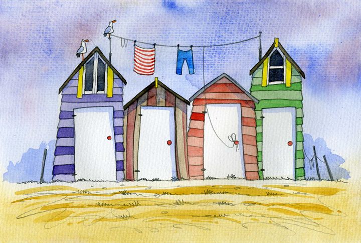 Beach Hut Painting at PaintingValley.com | Explore collection of Beach ...