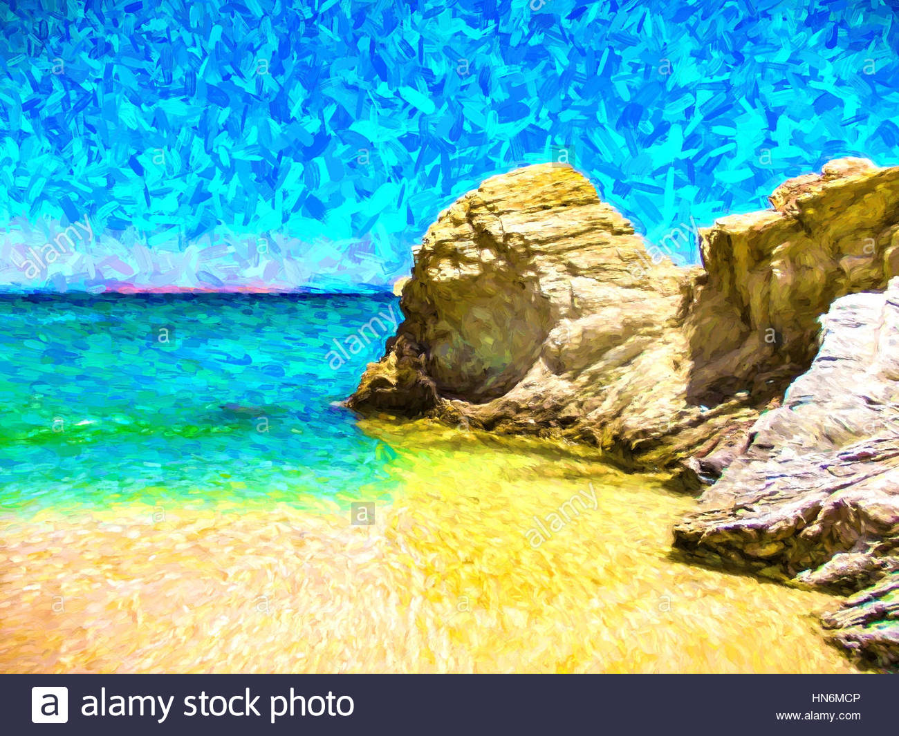 1300x1065 Digital Painting - Beach Landscape Painting