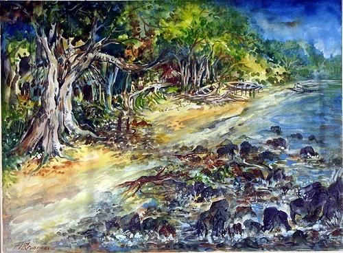 500x368 Goa Beach Landscapes Painting - Beach Landscape Painting
