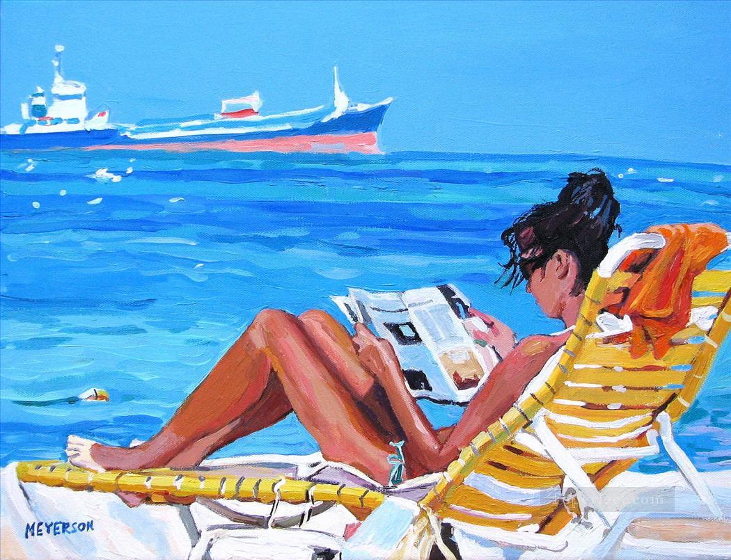1050x805 Girl Reading - Beach Landscape Painting