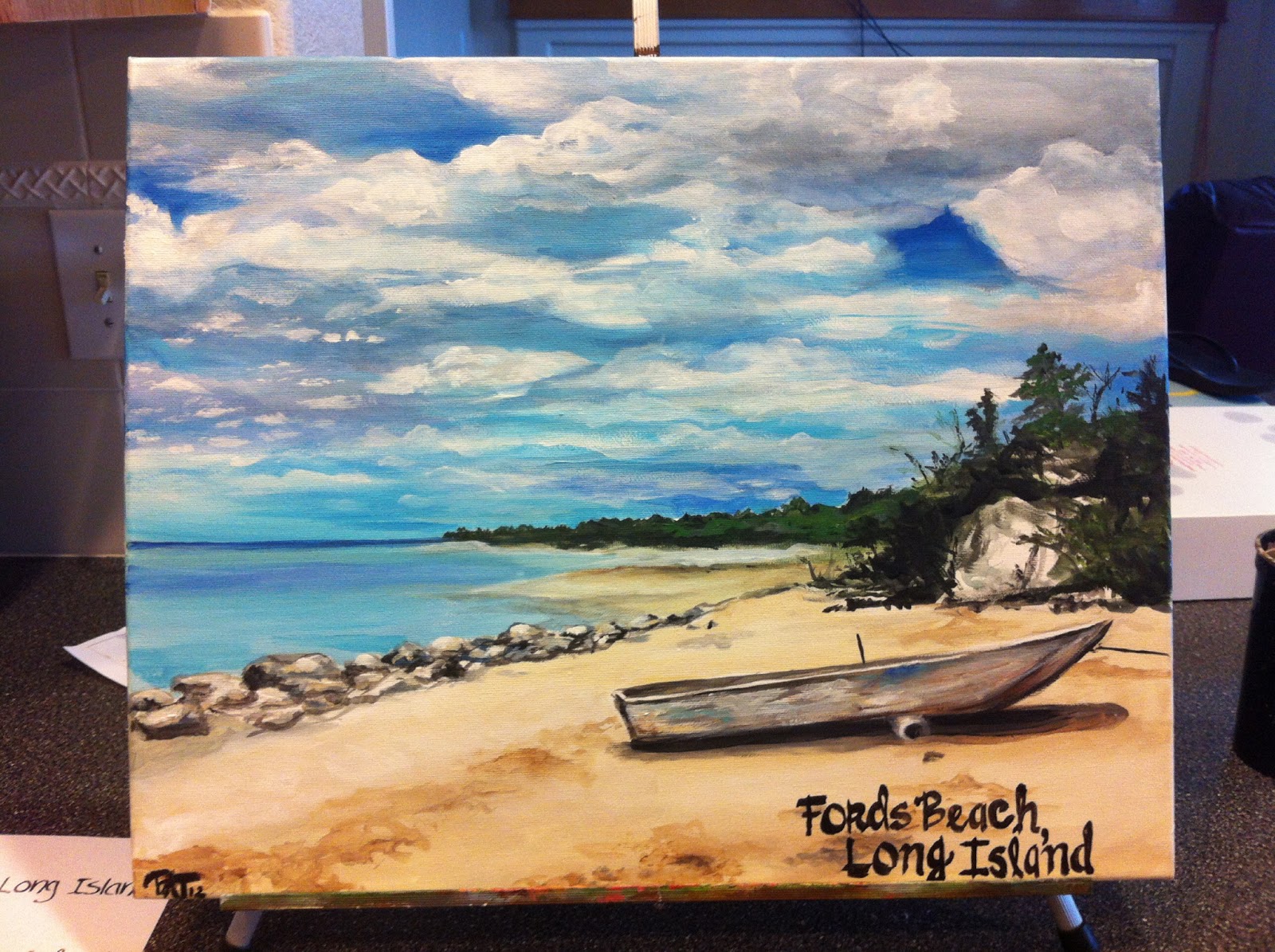 1600x1195 Bjollyart Landscape Painting Fords Beach - Beach Landscape Painting