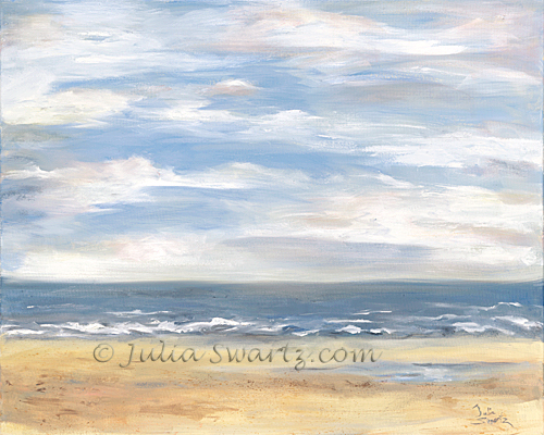 500x400 Julia Swartz Fine Art Gallery At The Beach - Beach Oil Painting