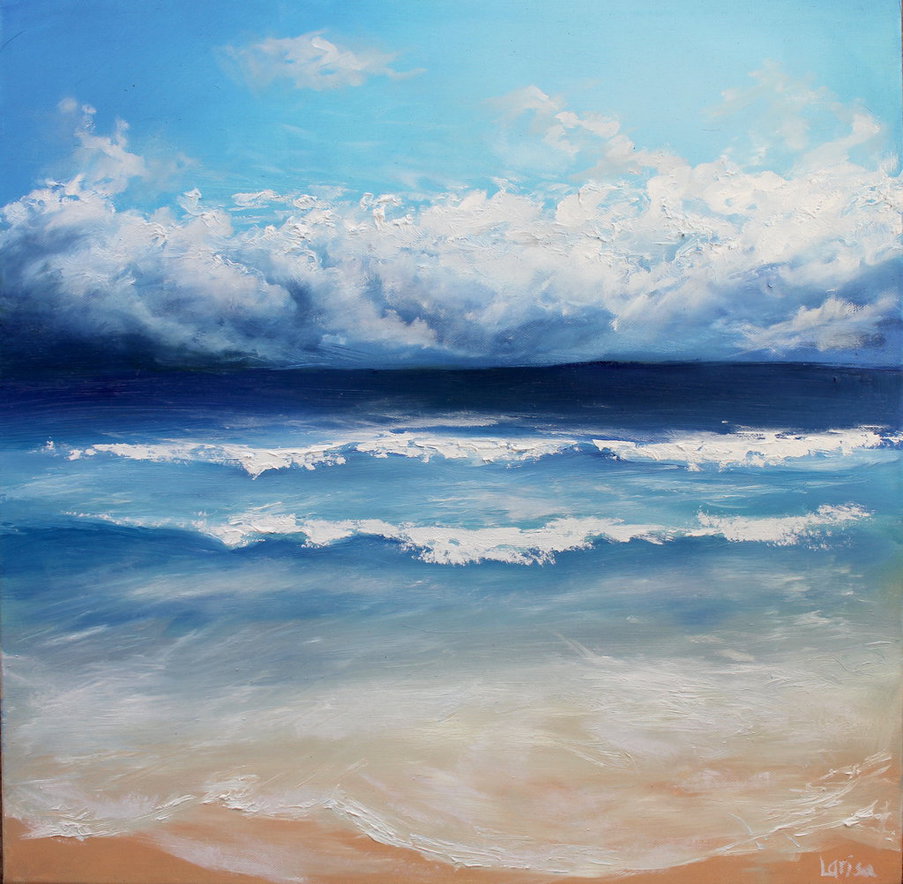 903x884 Minimalistic Beach Oil Painting By Larisa12345 - Beach Oil Painting