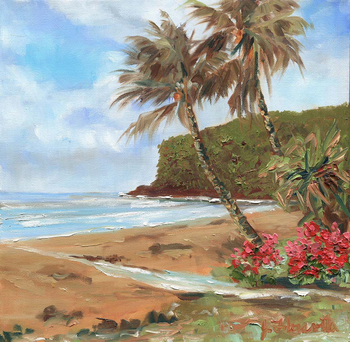 1152x1125 Purchase Memories Of Kauai Beach Vignette Oil Painting Oil, Jenny - Beach Oil Painting