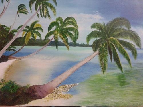 500x375 Scene Beach Oil Painting, Tel Ki Chitrakariyan, - Beach Oil Painting