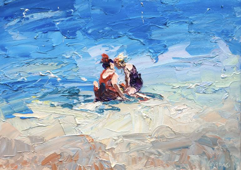 770x543 Saatchi Art Children On The Beach Painting By Agostino Veroni - Beach Painting