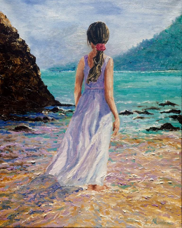 770x967 Saatchi Art Girl - Beach Painting