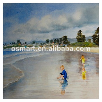 350x350 Kids Room Best Decoration Hand Painted Children On Beach Painting - Beach Painting For Kids
