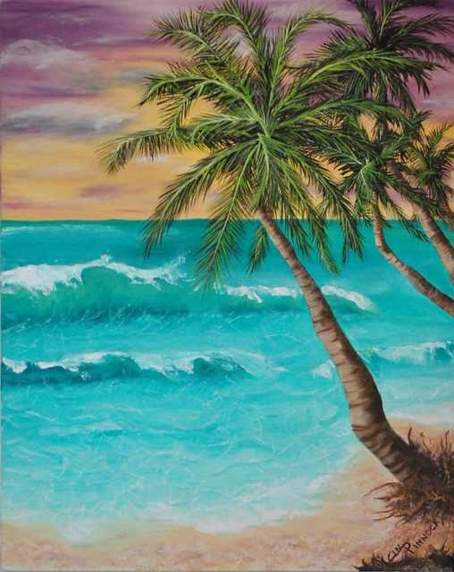508x640 Cindy Pinnock Artwork Ocean Beach Scene Original Painting Oil - Beach Painting Images