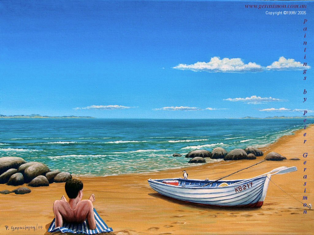 1024x768 Imagination Painting Beach Paintings - Beach Painting Images
