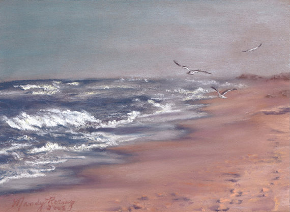 570x416 Outer Banks Beach Print Ocean Painting Ocean Print Obx - Beach Painting Obx