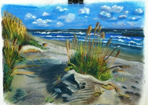 482x341 Outer Banks Nc Beach Scene In Pastels By Virtuosoale - Beach Painting Obx