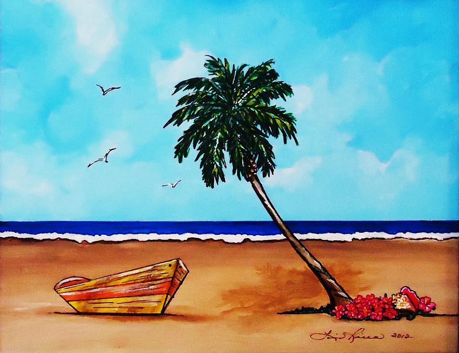 900x693 Tropical Beach Scene Painting By Lois Rivera - Beach Scene Acrylic Painting