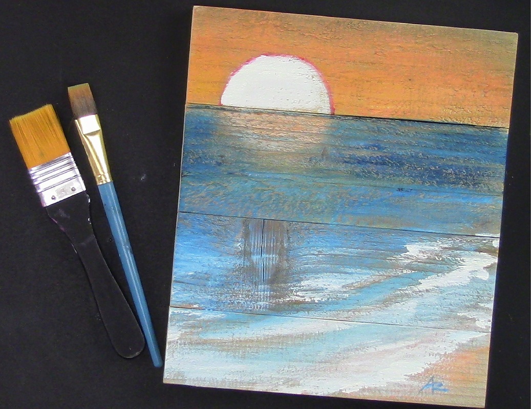 1037x800 Create Art A Blog By Ashley Krieger Createful Art - Beach Scene Acrylic Painting