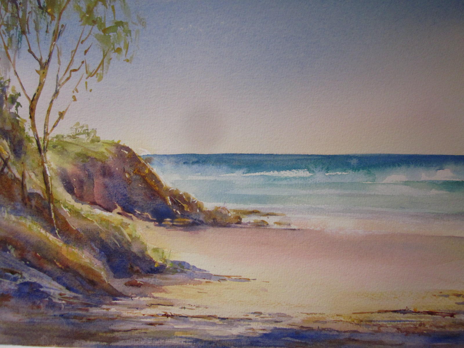 1600x1200 The Pass Watercolour Painting Art Lotteartworks Beach Scene - Beach Scene Painting