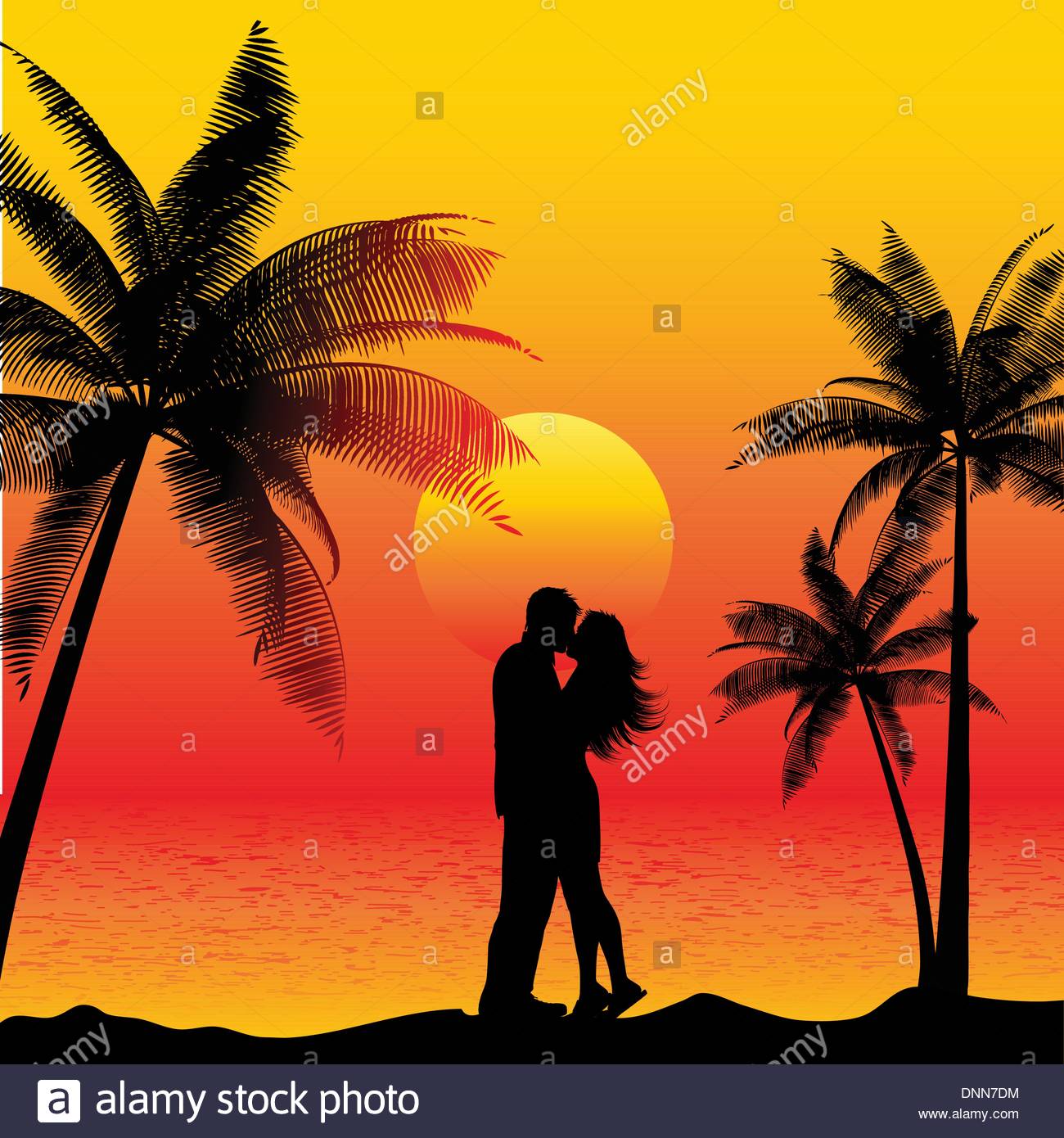 1300x1390 Silhouette Of A Couple Kissing On A Beach - Beach Silhouette Painting