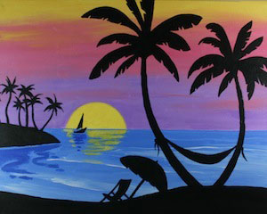 300x240 Social Artworking Paradise Found - Beach Silhouette Painting