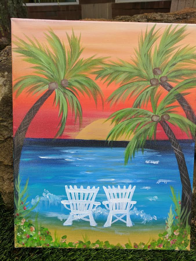 676x901 Beach Sunset Canvas Painting Party - Beach Sunset Canvas Painting