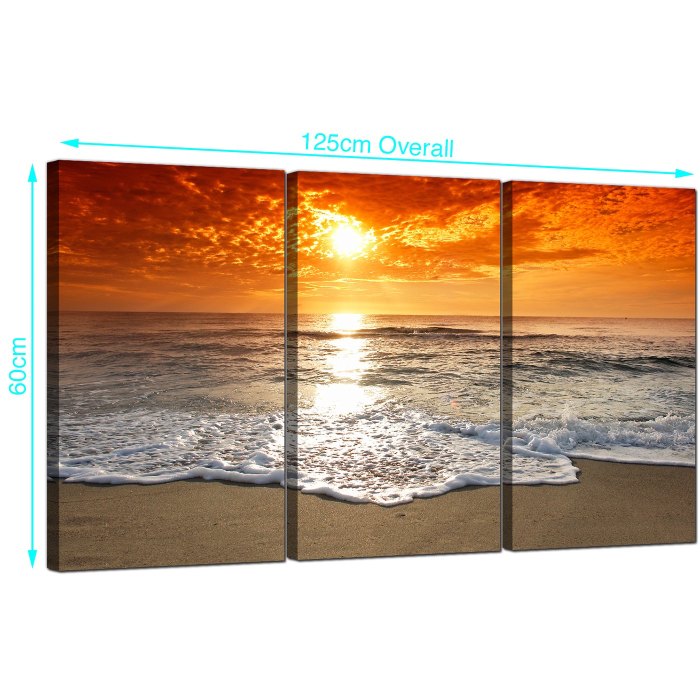 1400x1400 Cheap Beach Sunset Canvas Prints Uk Set Of 3 For Your Living Room - Beach Sunset Canvas Painting