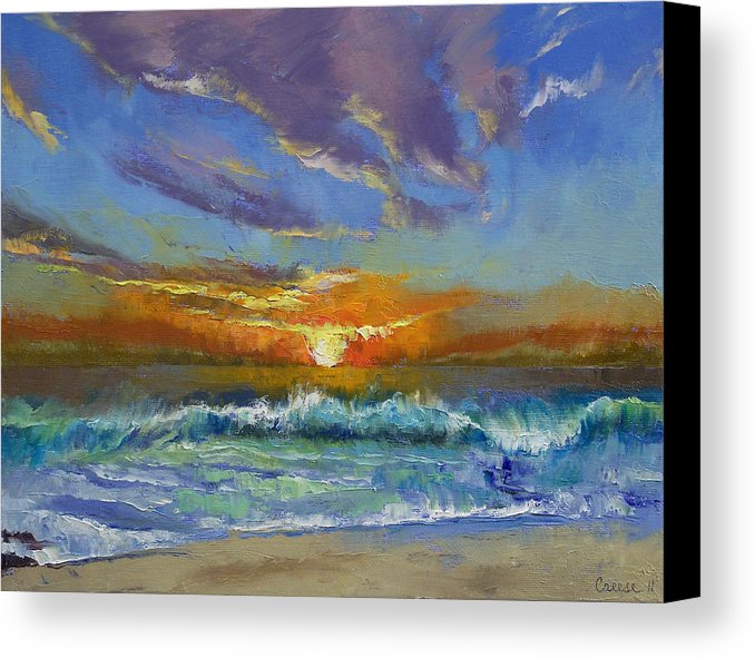 Beach Sunset Canvas Painting at PaintingValley.com | Explore collection ...