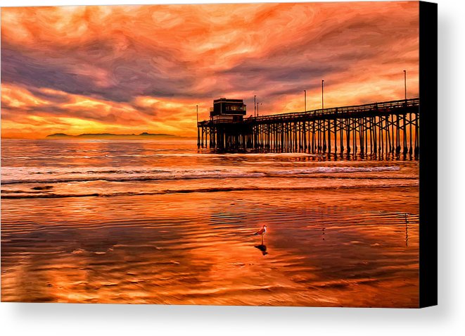 661x477 Sunset At The Newport Beach Pier Canvas Print Canvas Art By - Beach Sunset Canvas Painting