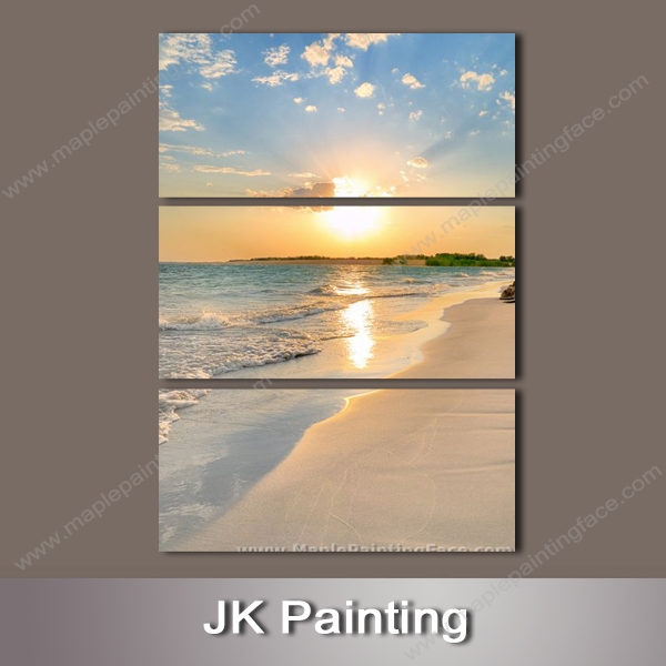 600x600 Wall Art Painting Combination Printed Canvas Picture Of Beach - Beach Sunset Canvas Painting