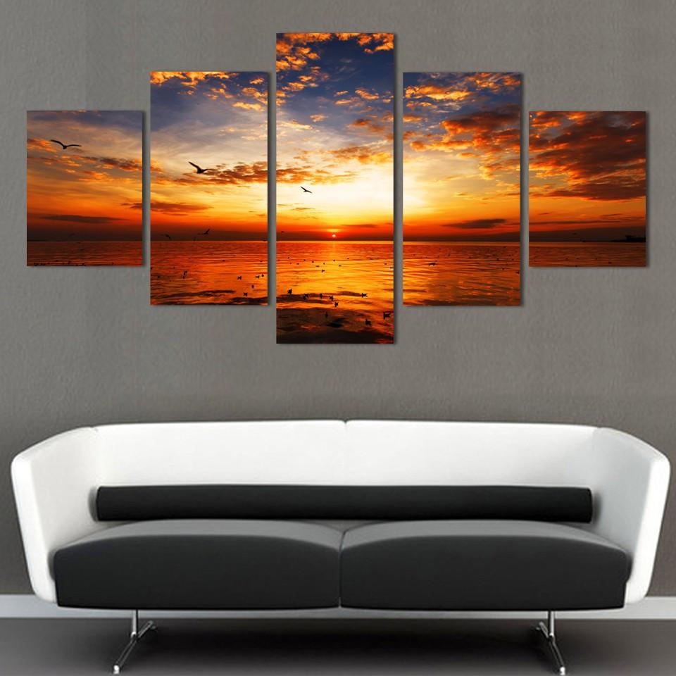 Beach Sunset Canvas Painting at PaintingValley.com | Explore collection ...