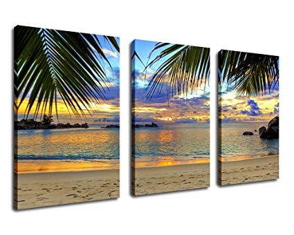 425x340 Wall Art Beach Sunset Canvas Artwork Tropical Ocean - Beach Sunset Canvas Painting
