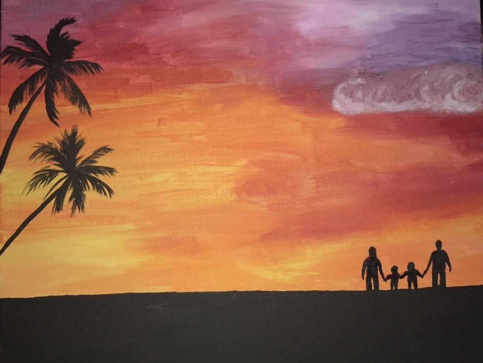 942x708 Beach. Sunset. Painting. Family. My Paintingsart - Beach Sunset Painting