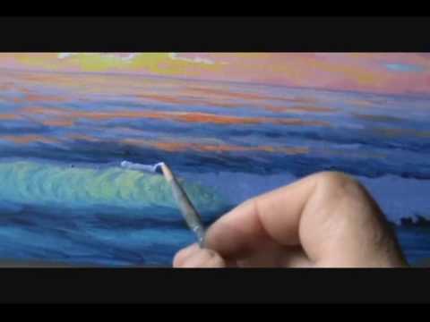 480x360 How To Paint Beach Sunset Painting Lesson With Acrylics Painting - Beach Sunset Painting