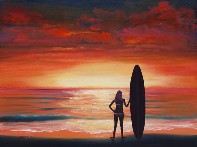 684x513 Sunset Beach - Beach Sunset Painting