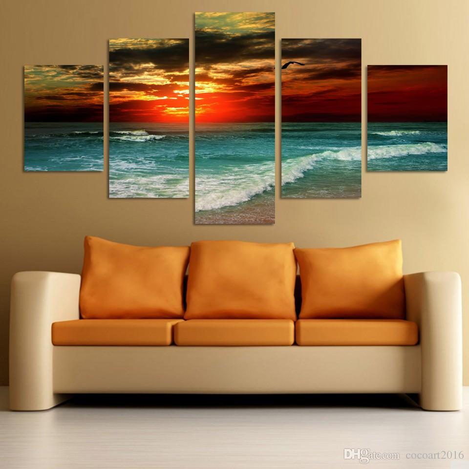 960x960 2018 Hot Beach Sunset Painting Modern Abstract Oil Canvas Art - Beach Sunset Painting