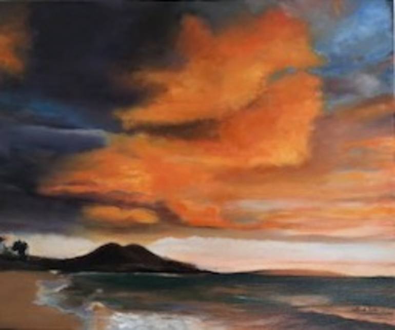 770x643 Saatchi Art Beach Sunset Painting By Shahdokht Yazdi - Beach Sunset Painting