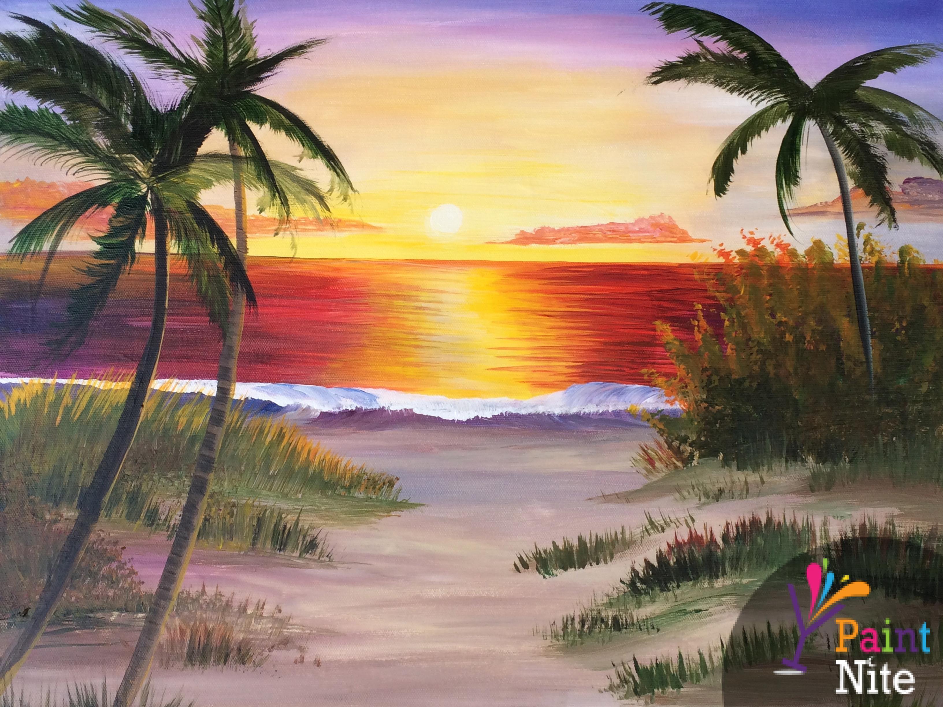 3264x2448 Tropical Sunsetswaterscapes - Beach Sunset Painting