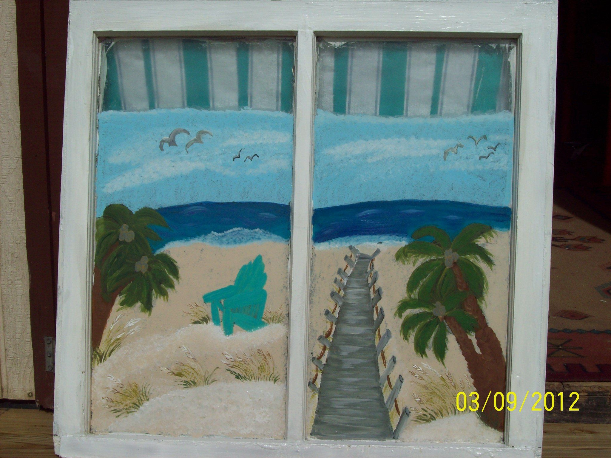 2048x1536 Custom Order Beach Themed Painted Window With Curtain Valance That - Beach Themed Painting