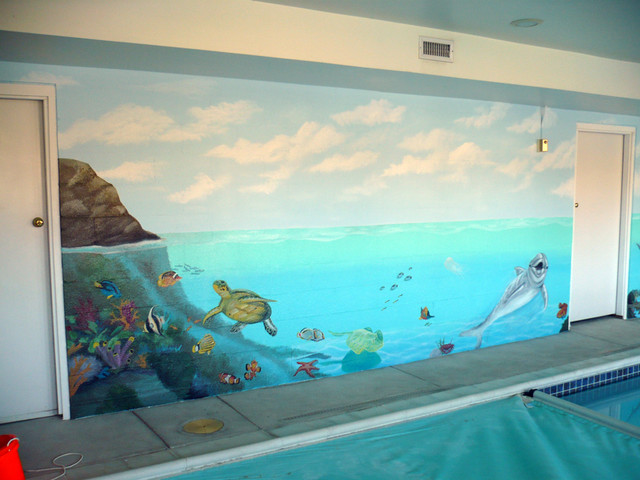 640x480 Ocaen Themed Indoor Residential Pool Painted By Ml Murals - Beach Themed Painting