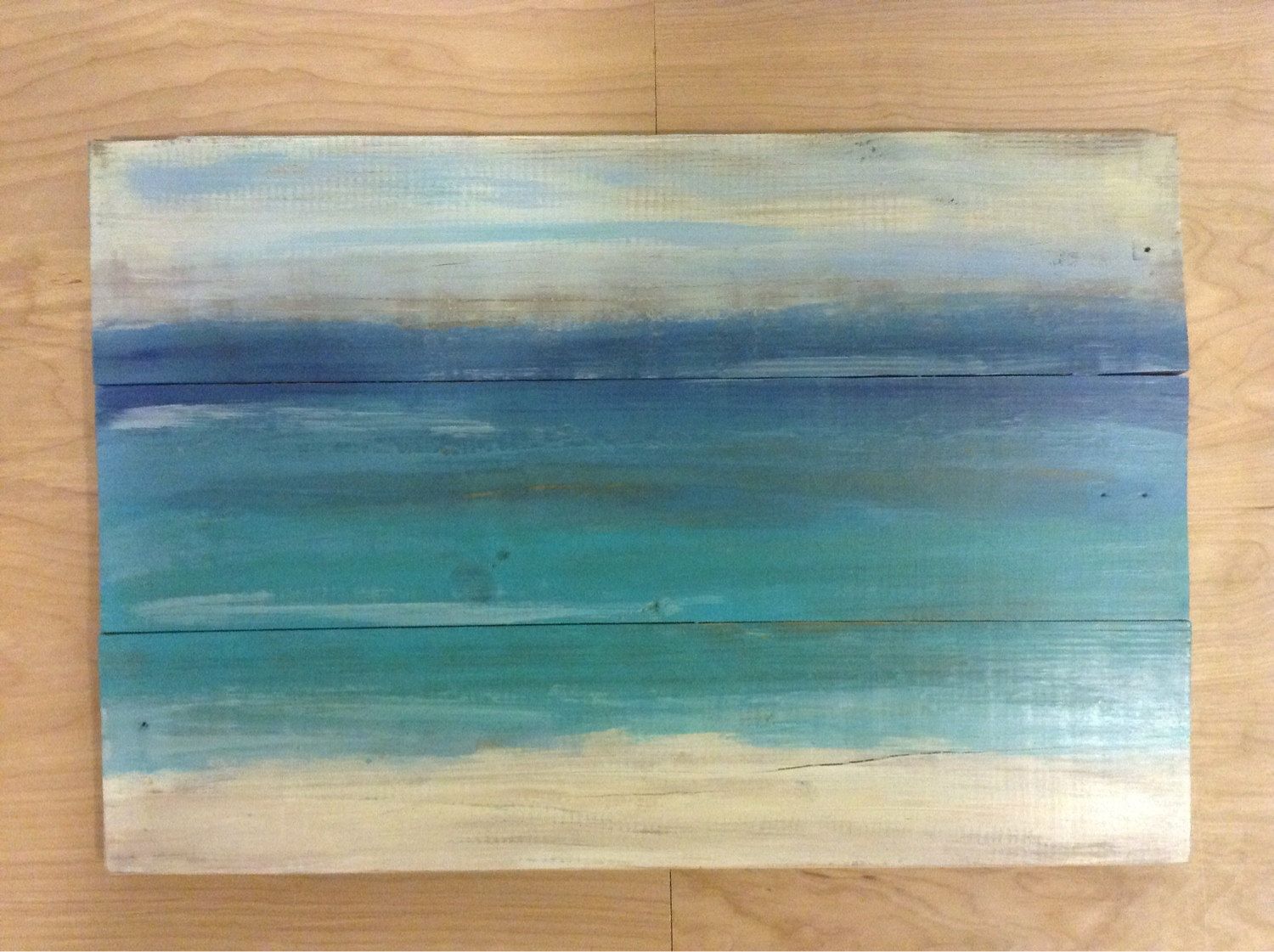 1500x1121 Ocean Painting On Reclaimed Wood By Kandkworkshop On Etsy Beach - Beach Themed Painting