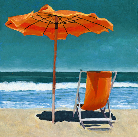 449x447 Ready For Summer Beach Painting Sold Ria Hills - Beach Umbrella Painting